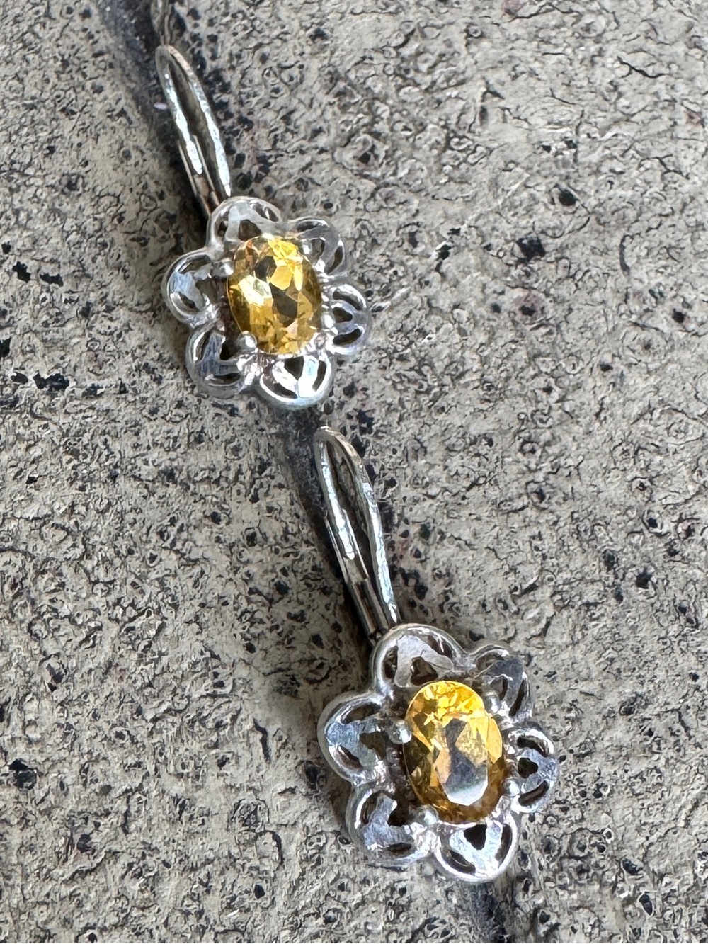 Vintage Citrine Sunflower Earrings